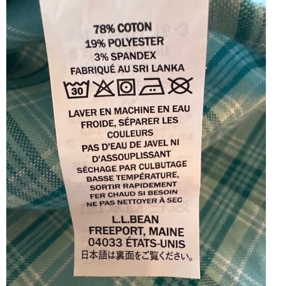 LL Bean Shirt Mens XXL Turquoise Plaid Long Sleeve Button Slightly Fitted Heavy - Picture 8 of 8